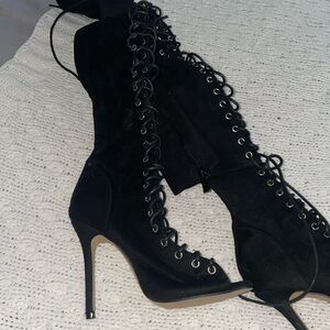 Over the knee laced up heels